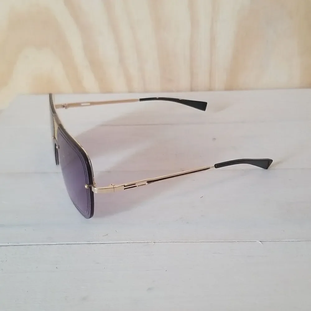 Hi Fashion Purple Sunglasses with Gold Accents Unisex